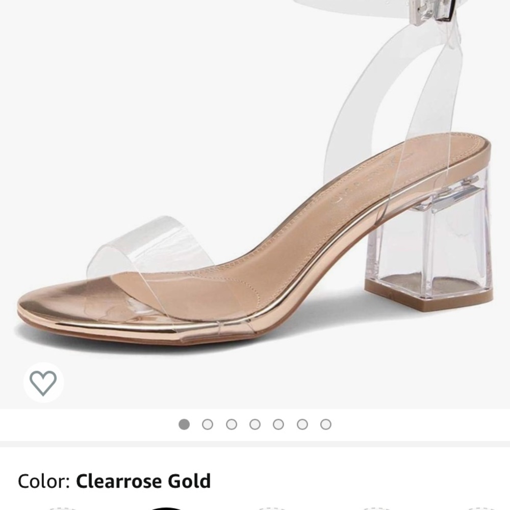 Open Toe Ankle Strap Chunk Low Clear Heel Sandals